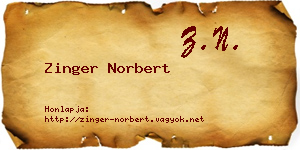 Zinger Norbert névjegykártya